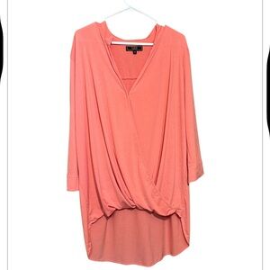 Lucky & Blrssed Coral Drape Front Wrap Keyhole Tunic Size XL